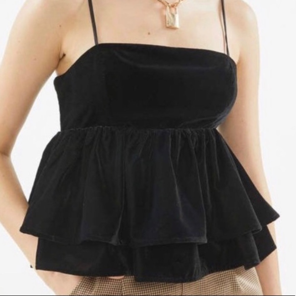 urban outfitters black velvet top babydoll